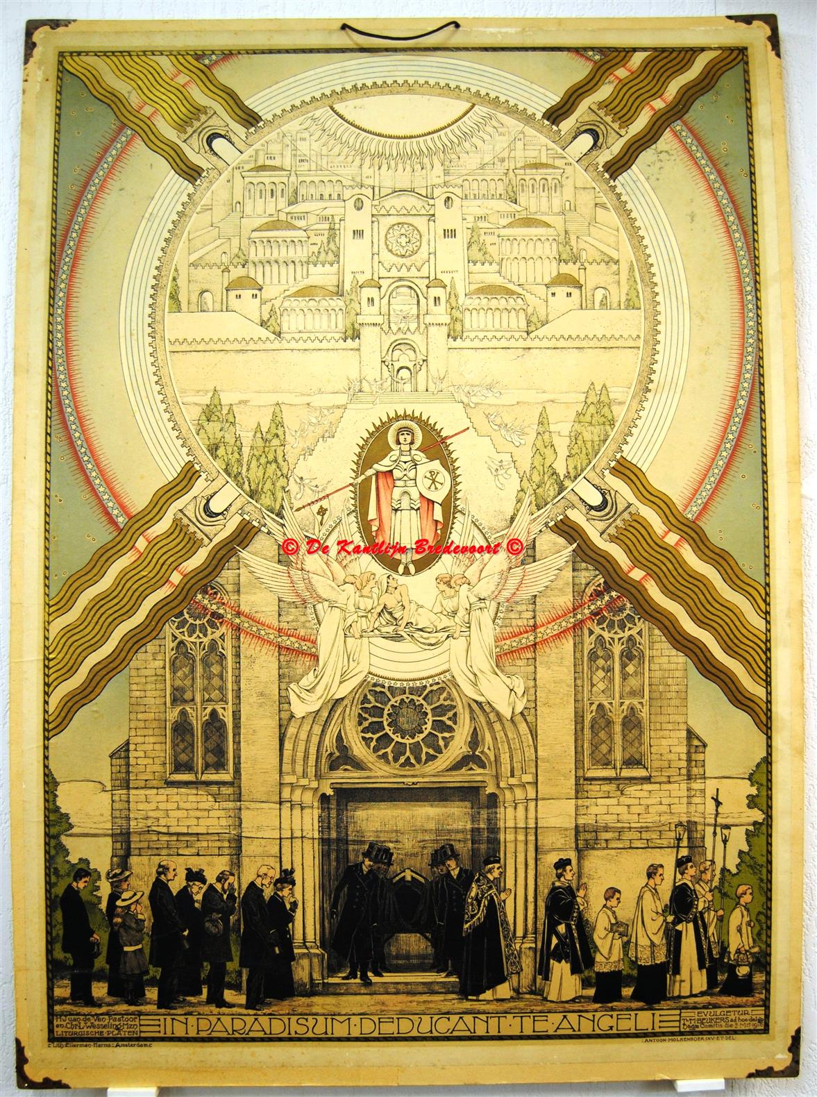 Schoolplaat In Paradisum Deductant Te Angeli De Uitvaart De Begrafenis Ven H J Van Der Chr L Wesseling Mzn Illustrator Antoon Molkenboer