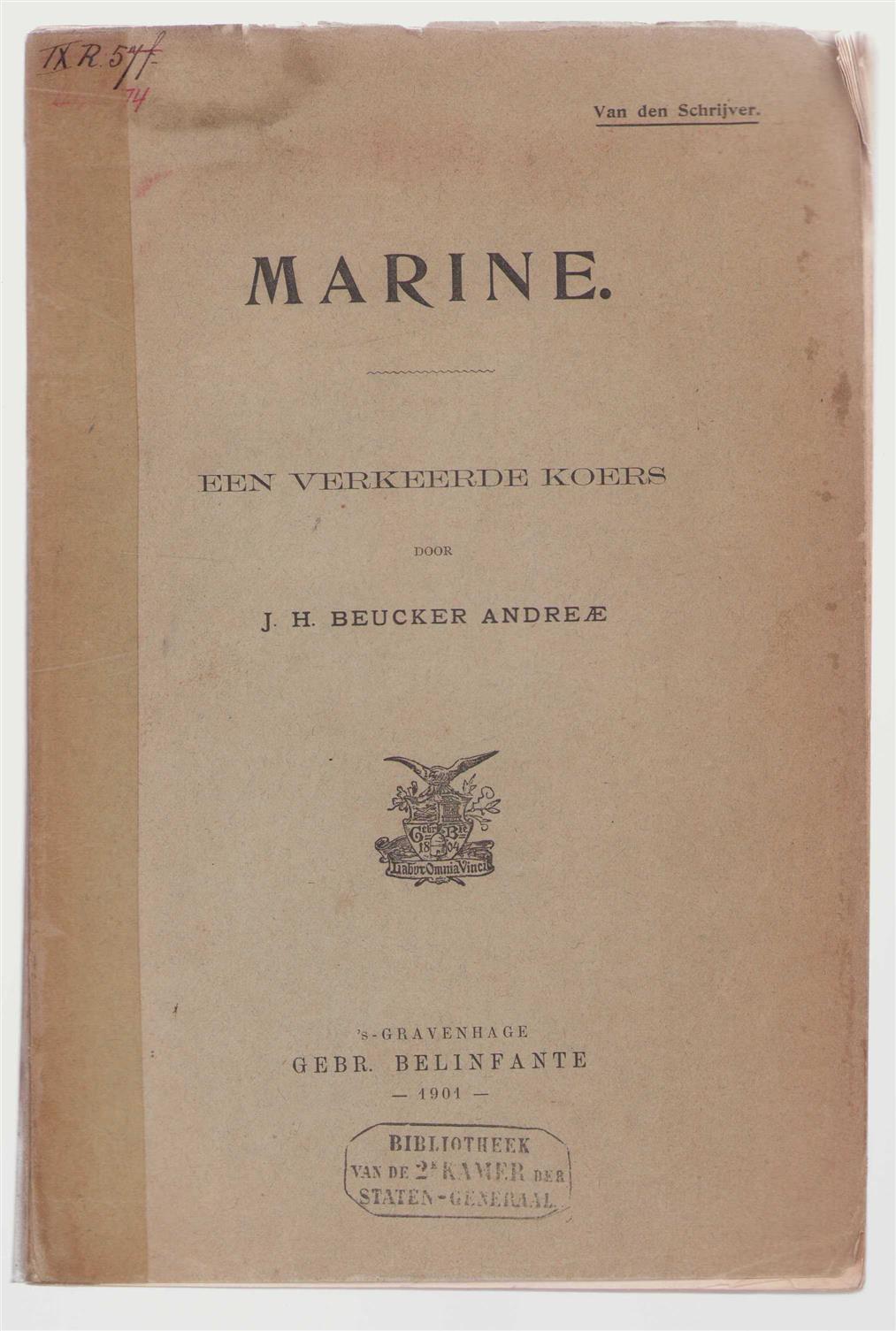 Johan Henrik Beucker Andreae - Marine: een verkeerde koers